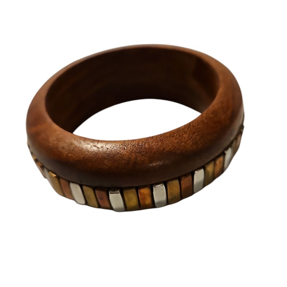 Wood and Metal Vintage Boho Bangle Braclet